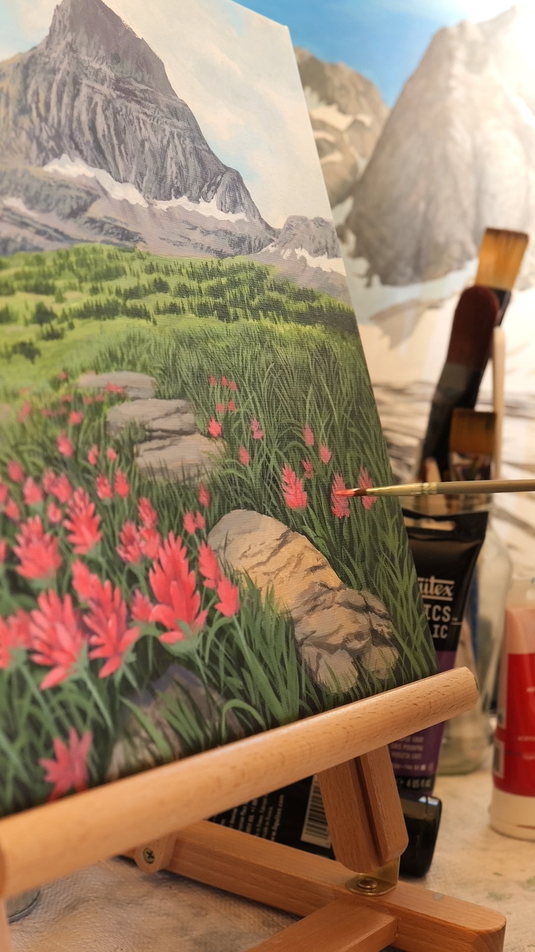 Indian Paintbrush on the Logan Pass Trail 8" x 8"