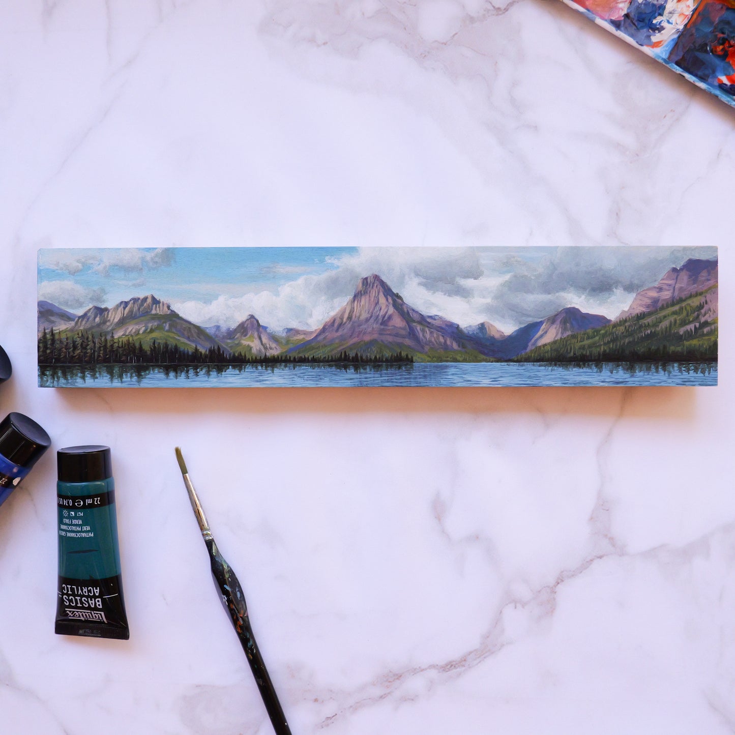 Glacier National Park Panorama Painting 2.5" x 12"