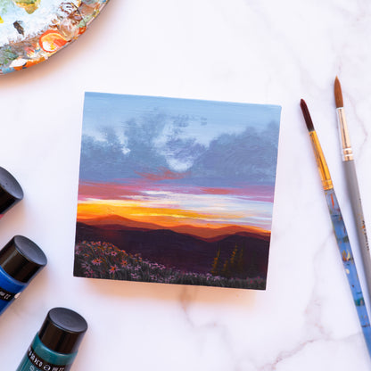 Mountain Sunset Mini Painting