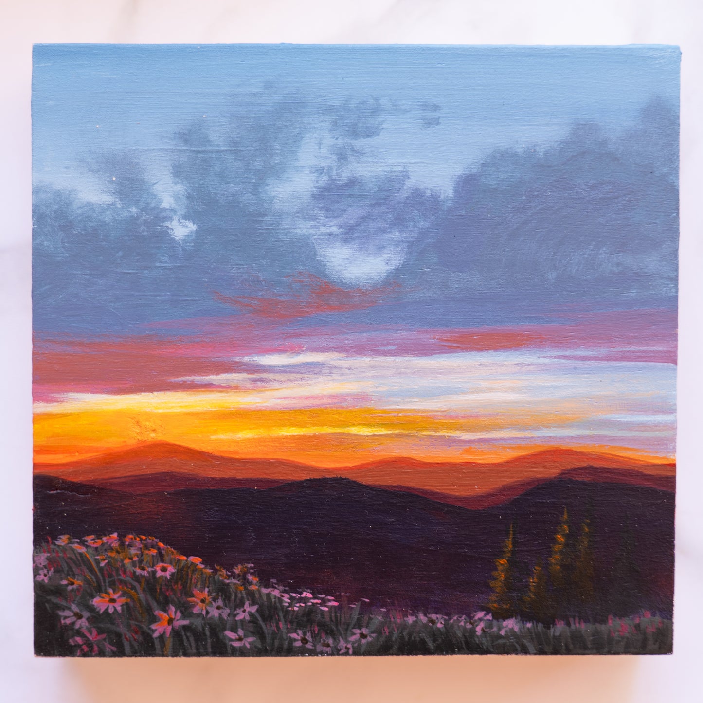 Mountain Sunset Mini Painting