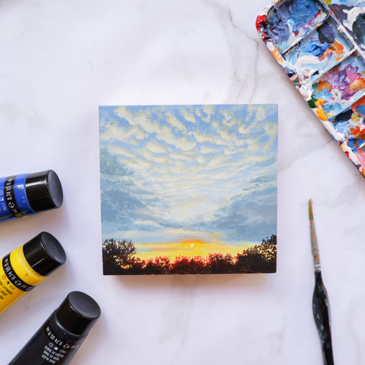 Backyard Sunset Mini Painting