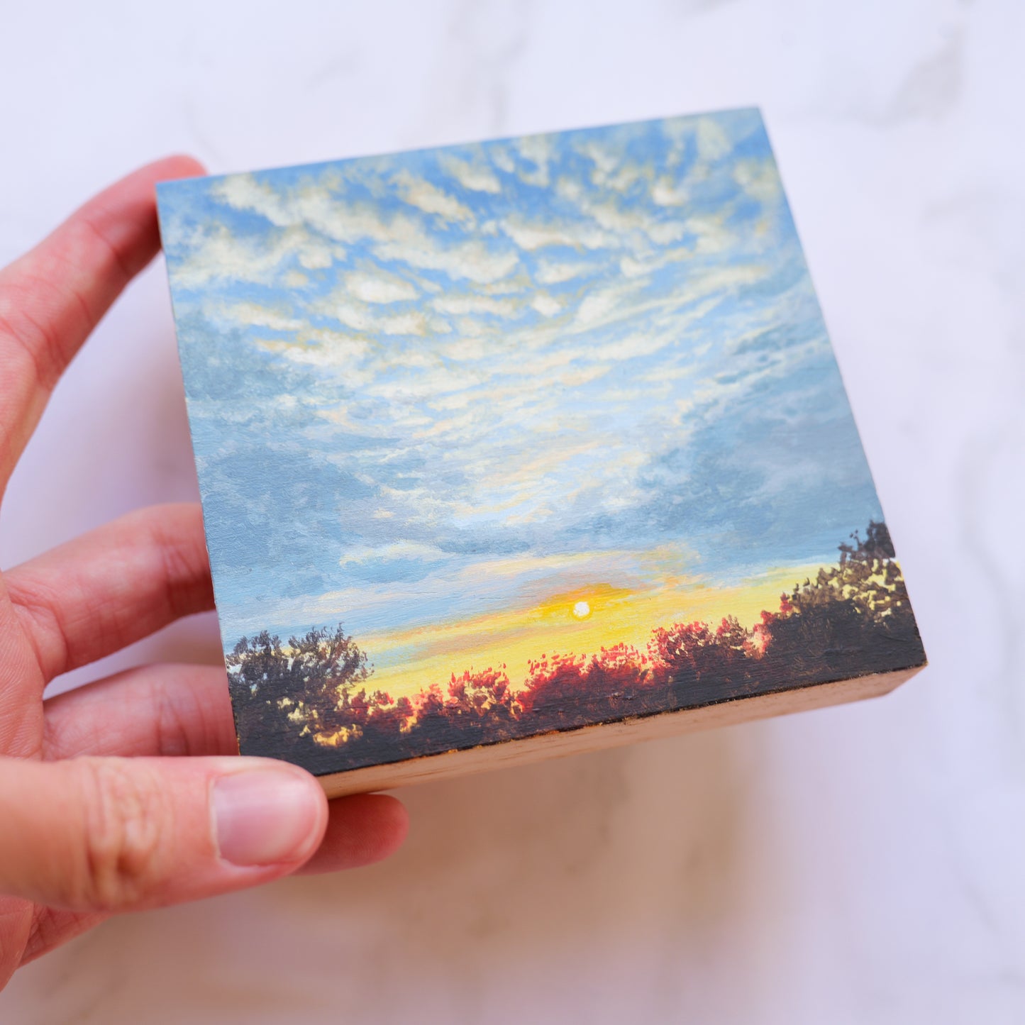 Backyard Sunset Mini Painting